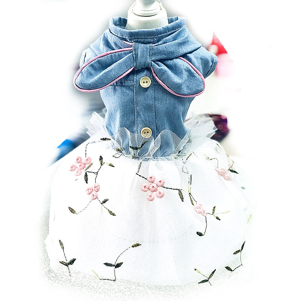 HKM-6761533 Denim Puppy Princess Dress for Dogs ¨C Stylish Skirt in Various Sizes