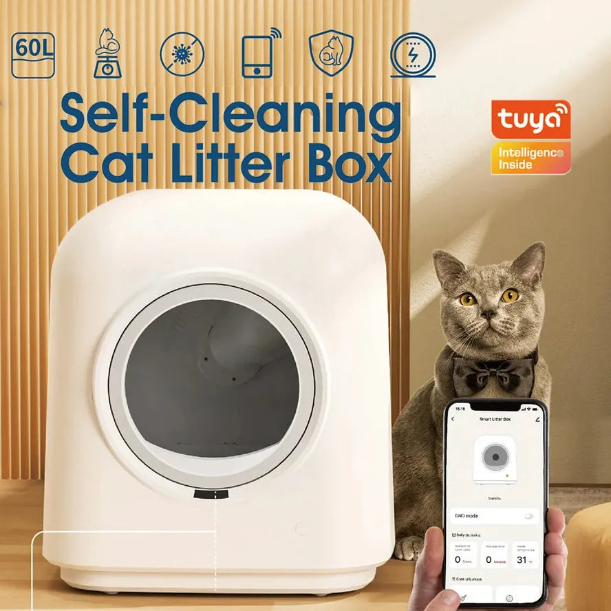 HKM-676179 Self-Cleaning Smart Cat Litter Box with App Control and Low Noise Motor