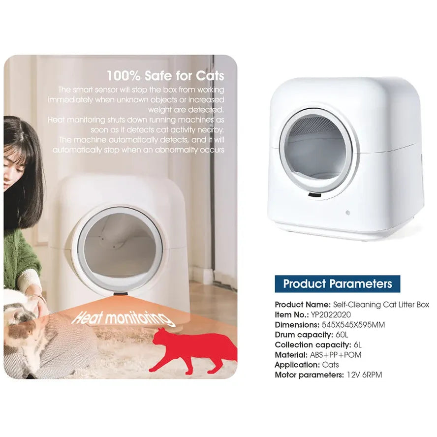HKM-676179 Self-Cleaning Smart Cat Litter Box with App Control and Low Noise Motor
