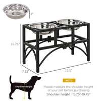 HKM-6762429 Elevated Double Stainless Steel Dog Food Bowl with Non-Slip Base - Promotes Healthy Digestion