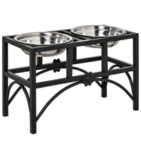 HKM-6762429 Elevated Double Stainless Steel Dog Food Bowl with Non-Slip Base - Promotes Healthy Digestion