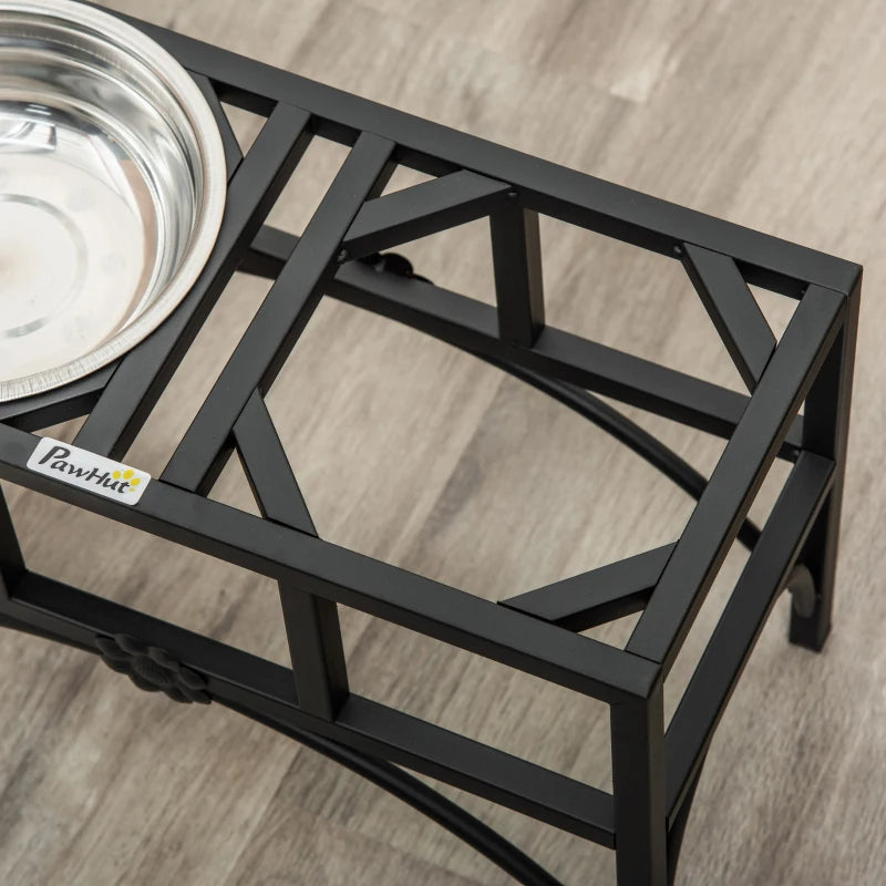 HKM-6762429 Elevated Double Stainless Steel Dog Food Bowl with Non-Slip Base - Promotes Healthy Digestion