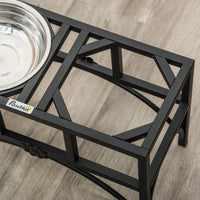 HKM-6762429 Elevated Double Stainless Steel Dog Food Bowl with Non-Slip Base - Promotes Healthy Digestion