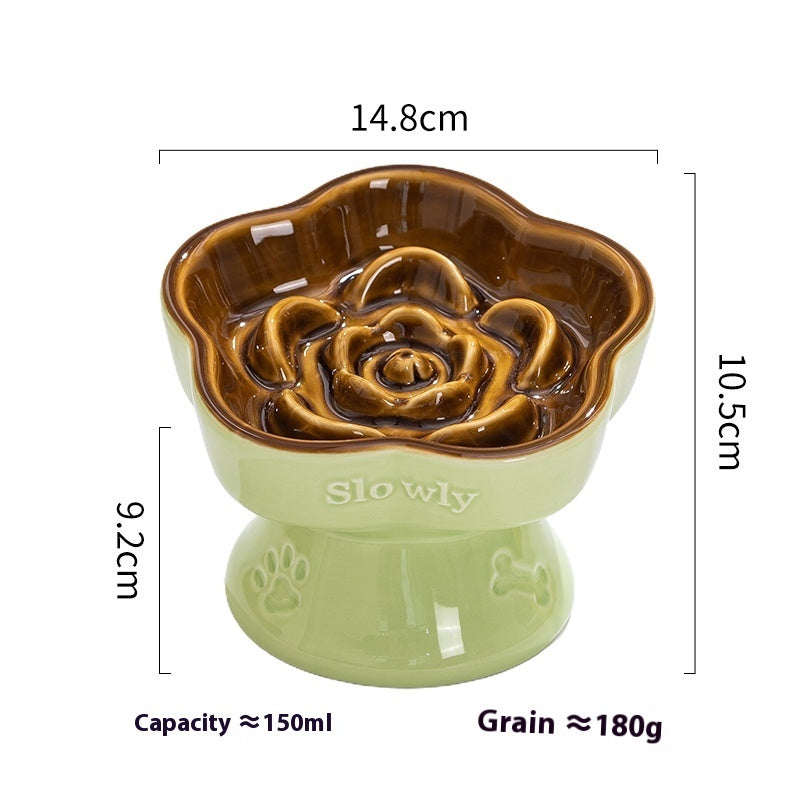HKM-6762941 Ceramic Anti-Tumble Pet Bowl for Dogs and Cats with High Foot and Neck Protector