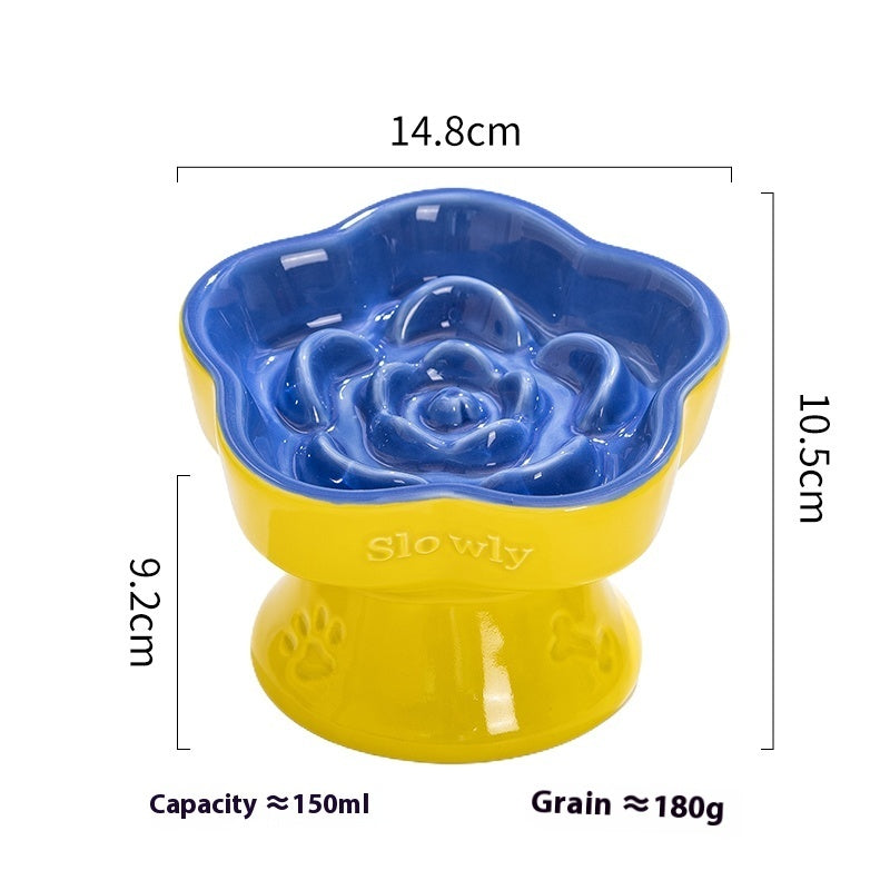 HKM-6762941 Ceramic Anti-Tumble Pet Bowl for Dogs and Cats with High Foot and Neck Protector