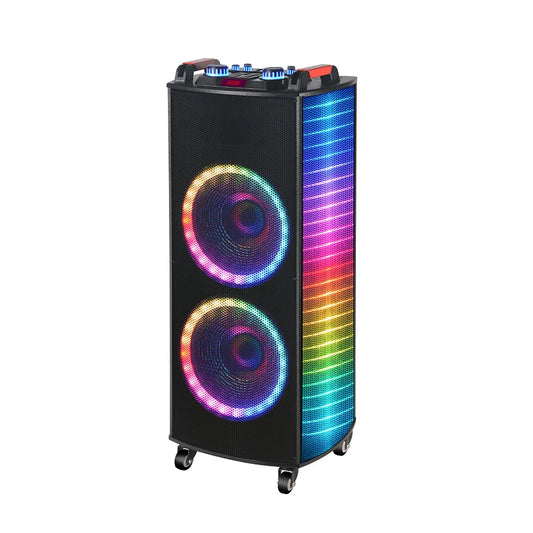 HKM-676563 12 Inch Portable Wireless Subwoofer with RGB LED Lights and Bluetooth Functionality