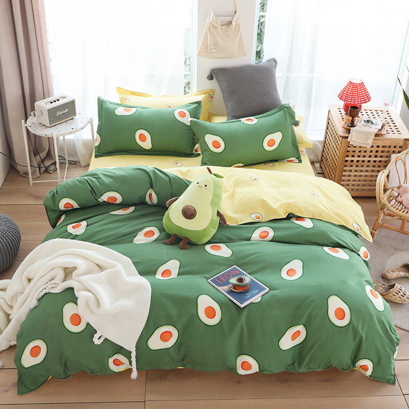 HKM-676563 Four-Piece Modern Cotton Bedding Set with Floral Design for 1.5m Bed
