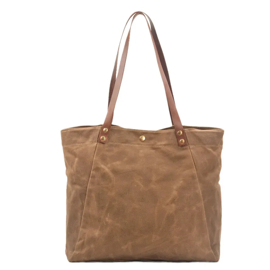 HKM-676627 Casual Unisex Shoulder Bag in Durable Waxed Canvas and Leather - Available in Multiple Colours