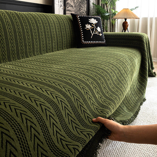 HKM-676627 Chenille All-Inclusive Anti-Dirty Sofa Cover with Striped Pattern in Multiple Sizes