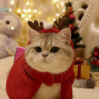 HKM-6767293 Cozy Pet Antlers Hat and Cloak for Autumn and Winter Fun