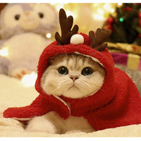 HKM-6767293 Cozy Pet Antlers Hat and Cloak for Autumn and Winter Fun
