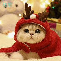 HKM-6767293 Cozy Pet Antlers Hat and Cloak for Autumn and Winter Fun