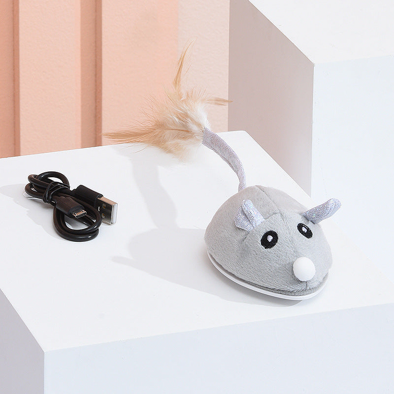 HKM-6767549 USB Rechargeable Crawling Mouse Cat Toy - Biting Toy for Interactive Play