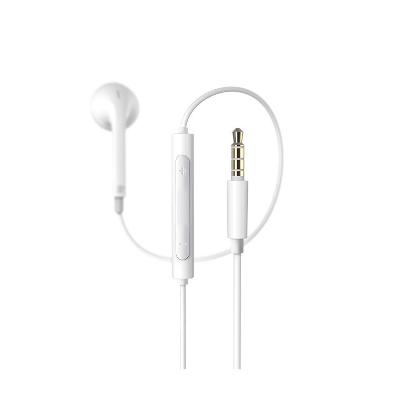 HKM-676755 Wired In-Ear Headset with Microphone for Mobile Phone Calls and Music, White, 1.2m Cable Length