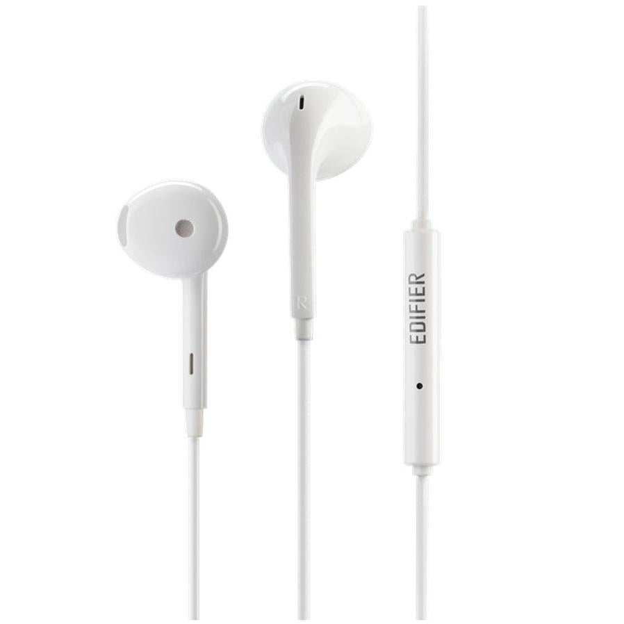 HKM-676755 Wired In-Ear Headset with Microphone for Mobile Phone Calls and Music, White, 1.2m Cable Length