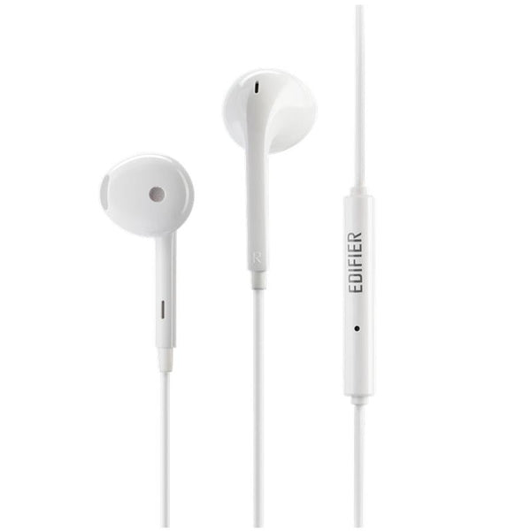 HKM-676755 Wired In-Ear Headset with Microphone for Mobile Phone Calls and Music, White, 1.2m Cable Length