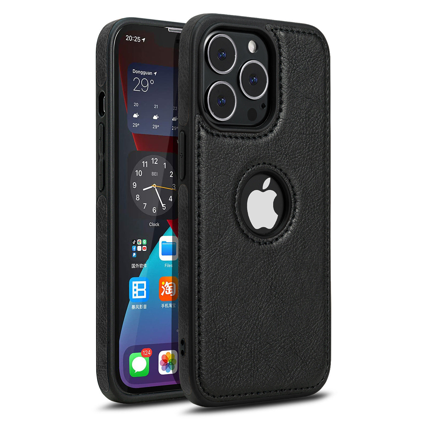 HKM-676819 Patterned Leather Back Cover Case for iPhone 13 Series - Imitation Leather, TPU Material