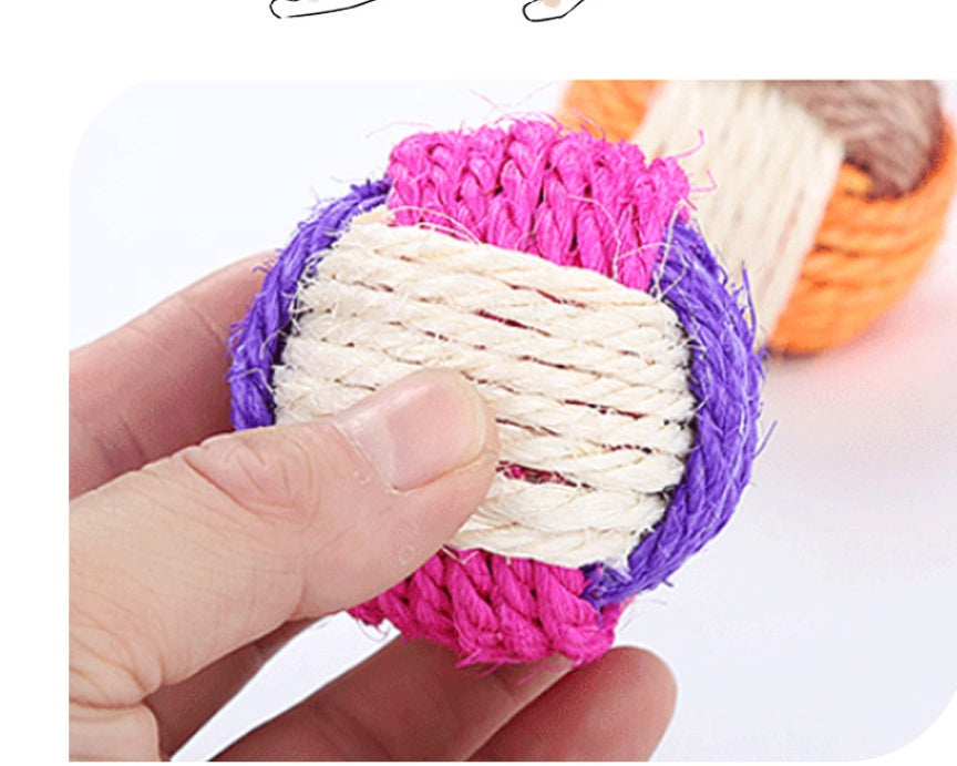 HKM-6768957 Sisal Ball Cat Toy - Three Color Bite Toy - 6cm Diameter - Lightweight 26g