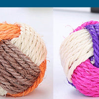 HKM-6768957 Sisal Ball Cat Toy - Three Color Bite Toy - 6cm Diameter - Lightweight 26g
