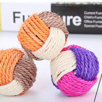 HKM-6768957 Sisal Ball Cat Toy - Three Color Bite Toy - 6cm Diameter - Lightweight 26g