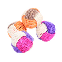 HKM-6768957 Sisal Ball Cat Toy - Three Color Bite Toy - 6cm Diameter - Lightweight 26g
