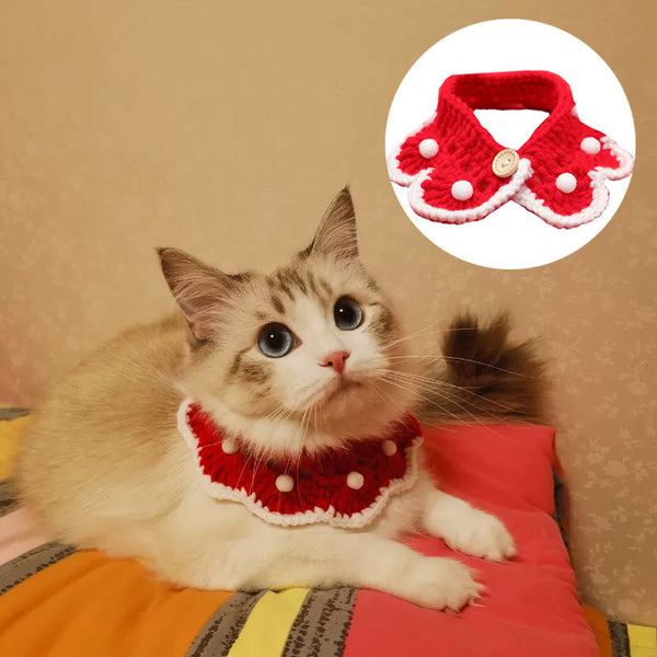 HKM-6769085 Knitted Bowknot Collars for Cats, Dogs, and Rabbits – Multi-Seasonal Saliva Towels, XS-L Sizes