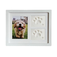 HKM-677075 Solid Wood Rectangle Three-Frame Photo Display for Pet Footprints