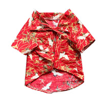 HKM-6770877 Japanese Style Dog Kimono Shirt for Pets - Comfortable Summer Fashion T-Shirt in Blue and Red