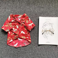 HKM-6770877 Japanese Style Dog Kimono Shirt for Pets - Comfortable Summer Fashion T-Shirt in Blue and Red