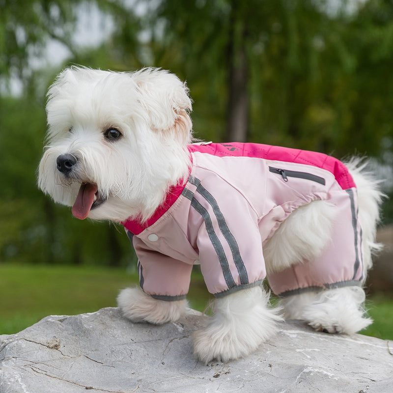 HKM-6771261 Sporty Quilted Dog Jumpsuit with Fleece Lining for Small and Medium Breeds