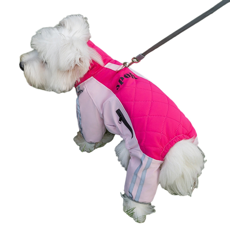 HKM-6771261 Sporty Quilted Dog Jumpsuit with Fleece Lining for Small and Medium Breeds