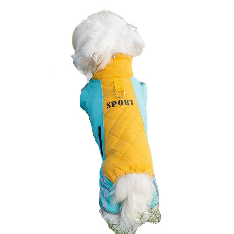 HKM-6771261 Sporty Quilted Dog Jumpsuit with Fleece Lining for Small and Medium Breeds