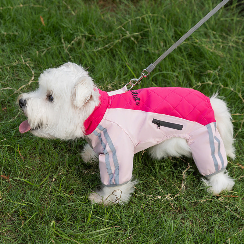 HKM-6771261 Sporty Quilted Dog Jumpsuit with Fleece Lining for Small and Medium Breeds