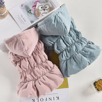 HKM-677203 Cotton Floral Bubble Skirt Winter Clothes for Dogs and Cats in Pink and Blue