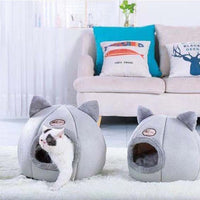 HKM-6772541 Semi-Enclosed Plush Lined Round Pet Bed for Cats and Dogs - Size M/L