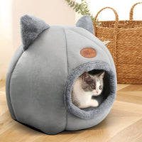 HKM-6772541 Semi-Enclosed Plush Lined Round Pet Bed for Cats and Dogs - Size M/L