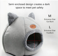 HKM-6772541 Semi-Enclosed Plush Lined Round Pet Bed for Cats and Dogs - Size M/L