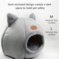 HKM-6772541 Semi-Enclosed Plush Lined Round Pet Bed for Cats and Dogs - Size M/L