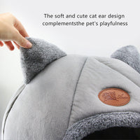 HKM-6772541 Semi-Enclosed Plush Lined Round Pet Bed for Cats and Dogs - Size M/L