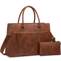 HKM-677267 15.6 Inch Laptop Tote Handbag for Women - Stylish Leather Office Briefcase with Shoulder Strap