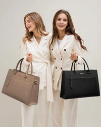HKM-677267 15.6 Inch Laptop Tote Handbag for Women - Stylish Leather Office Briefcase with Shoulder Strap