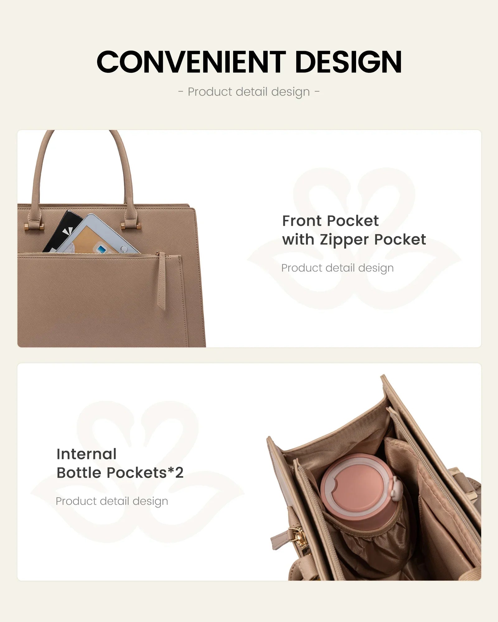 HKM-677267 15.6 Inch Laptop Tote Handbag for Women - Stylish Leather Office Briefcase with Shoulder Strap