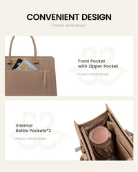 HKM-677267 15.6 Inch Laptop Tote Handbag for Women - Stylish Leather Office Briefcase with Shoulder Strap