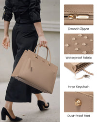 HKM-677267 15.6 Inch Laptop Tote Handbag for Women - Stylish Leather Office Briefcase with Shoulder Strap