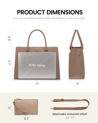 HKM-677267 15.6 Inch Laptop Tote Handbag for Women - Stylish Leather Office Briefcase with Shoulder Strap