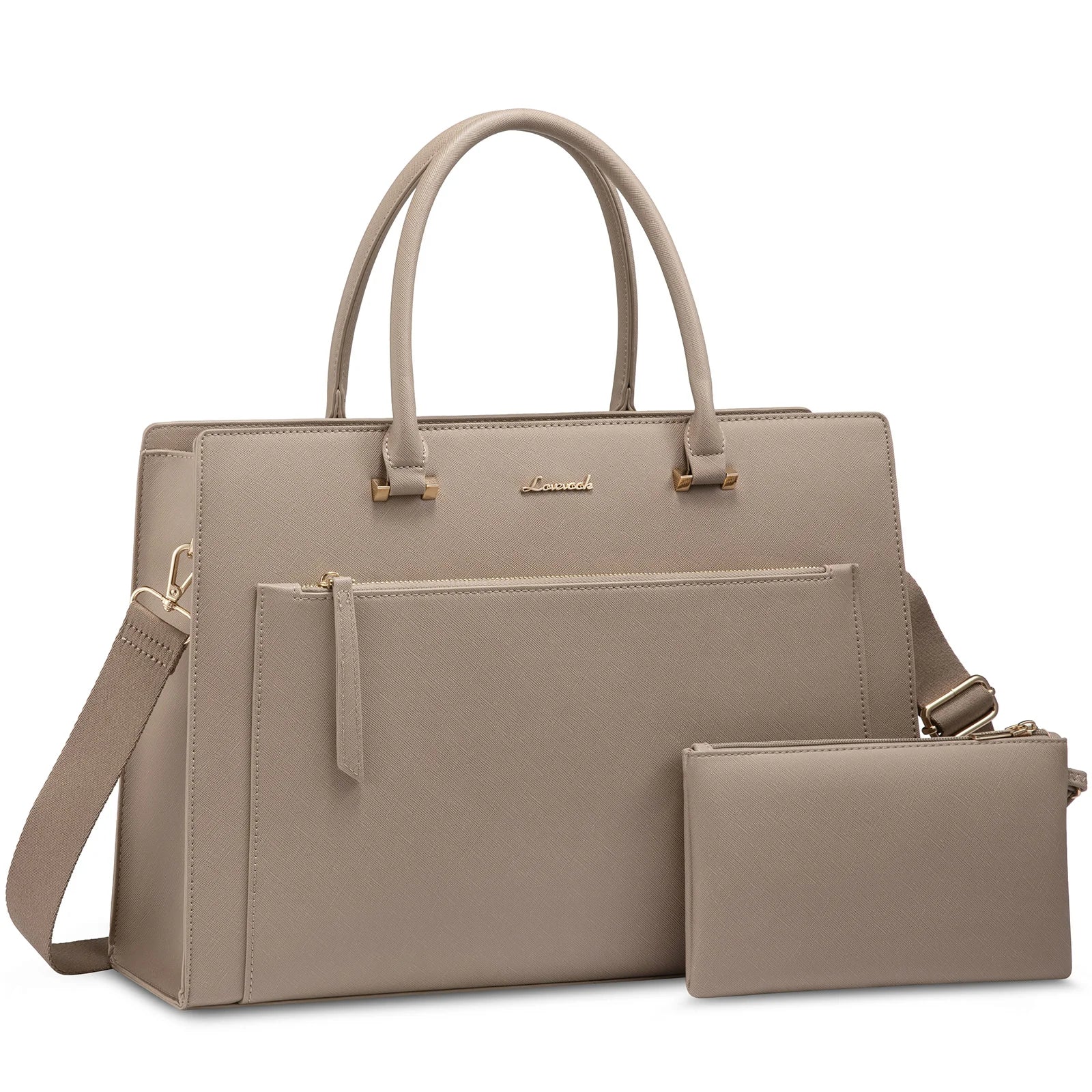 HKM-677267 15.6 Inch Laptop Tote Handbag for Women - Stylish Leather Office Briefcase with Shoulder Strap