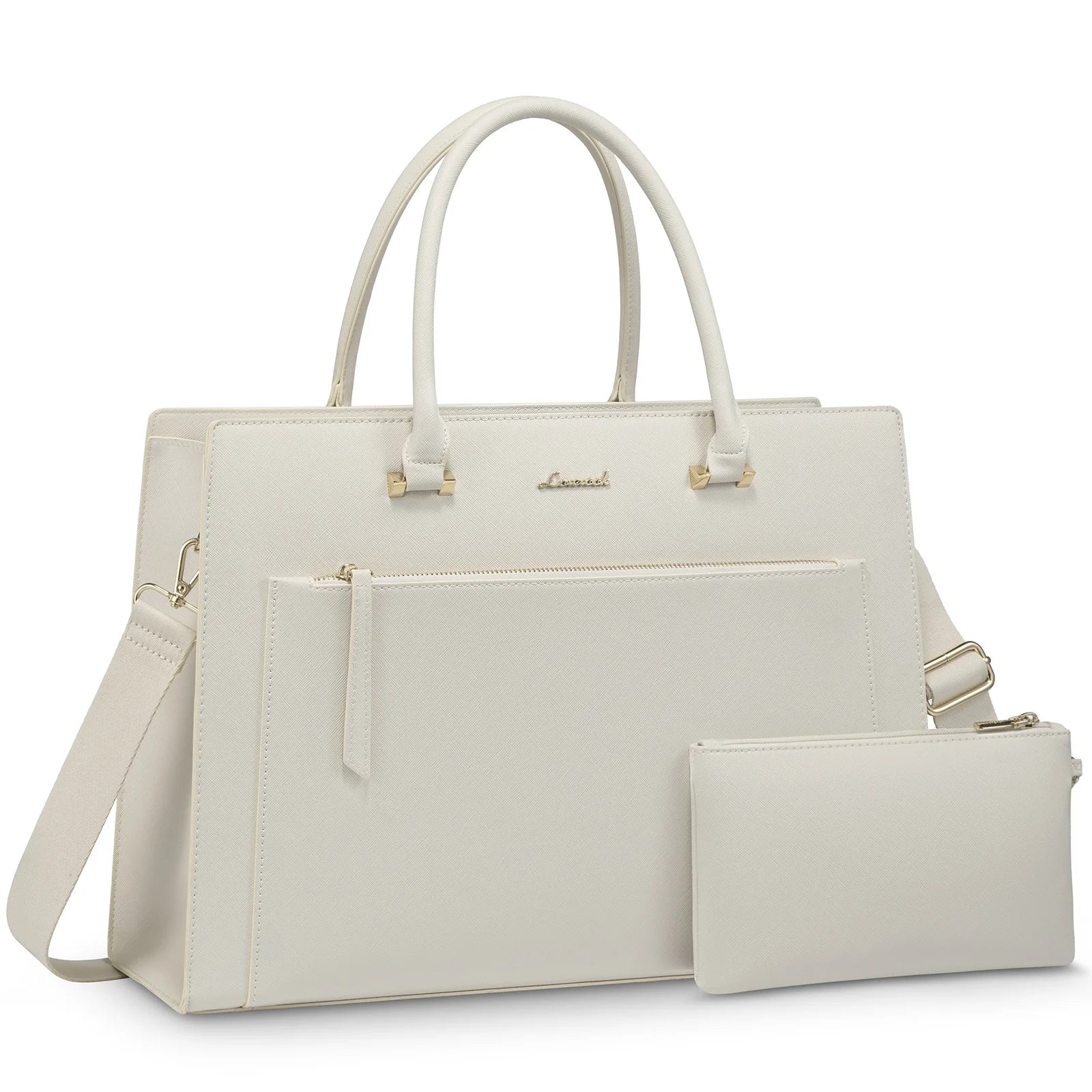 HKM-677267 15.6 Inch Laptop Tote Handbag for Women - Stylish Leather Office Briefcase with Shoulder Strap