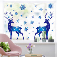 HKM-677331 Christmas Elk and Snowflake Wall Stickers – Decorative PVC Decals for Windows and Kids Rooms