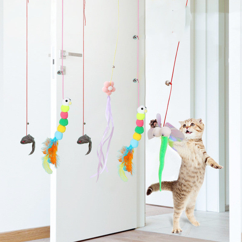 HKM-677331 Swing Sticky Disc Elastic Hanging Door Teasing Cat Rope