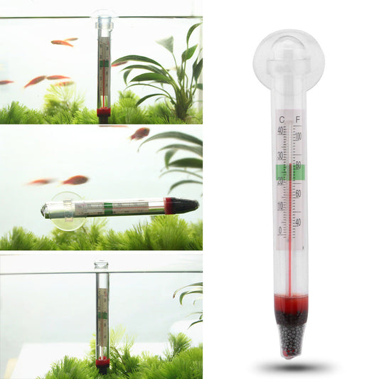 HKM-677395 Aquarium Glass Floating Thermometer with Suction Cup for Accurate Fish Water Temperature